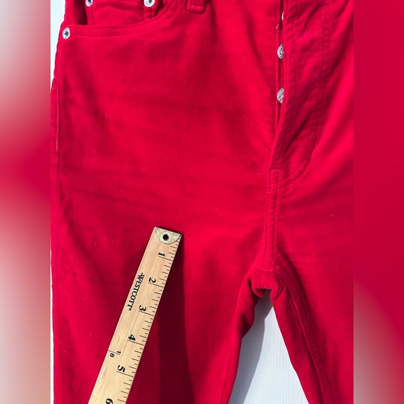 RE/DONE 26 Velvet High Rise Ankle Crop Jeans Pants Red Holiday Christmas Party - Picture 12 of 16
